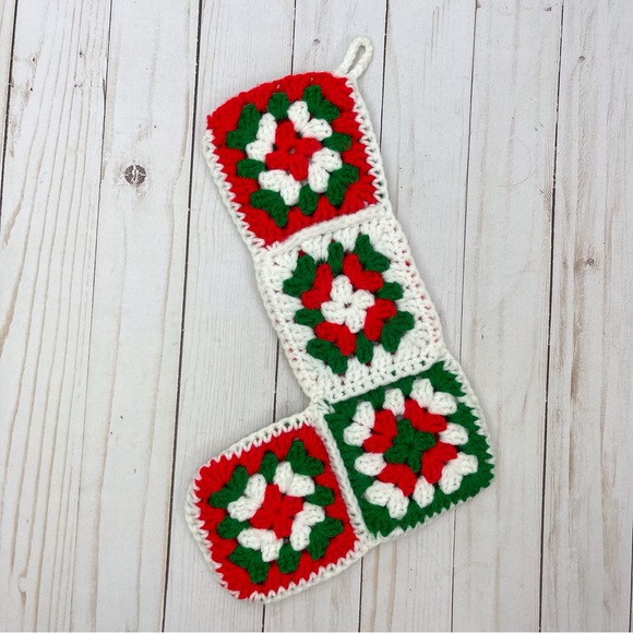 Granny Square Crochet Christmas Stocking - Picture 1 of 4